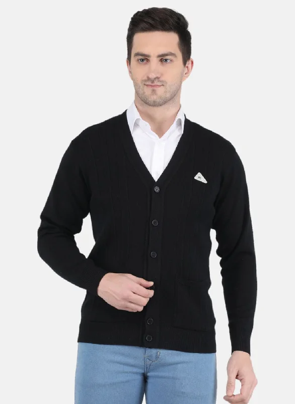 Men Black Solid Cardigan