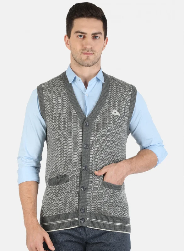 Men Grey Self Cardigan