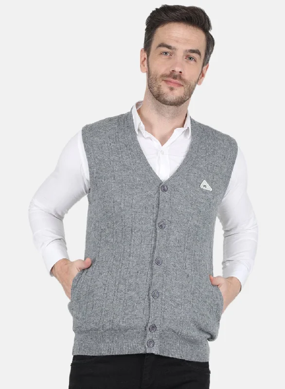 Men Grey Self design Cardigan