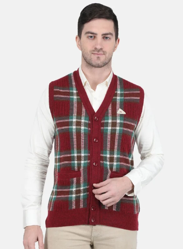 Men Maroon Printed Cardigan