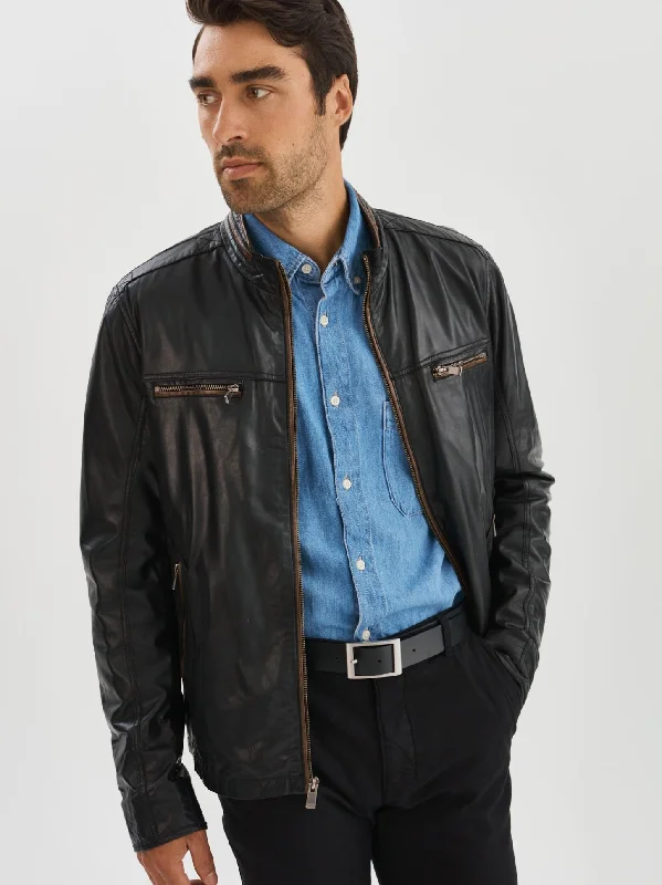 Nash Leather Jacket- Black