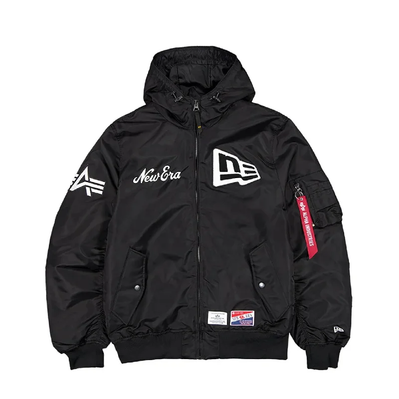 New Era x Alpha Industries Black Hooded Bomber Jacket