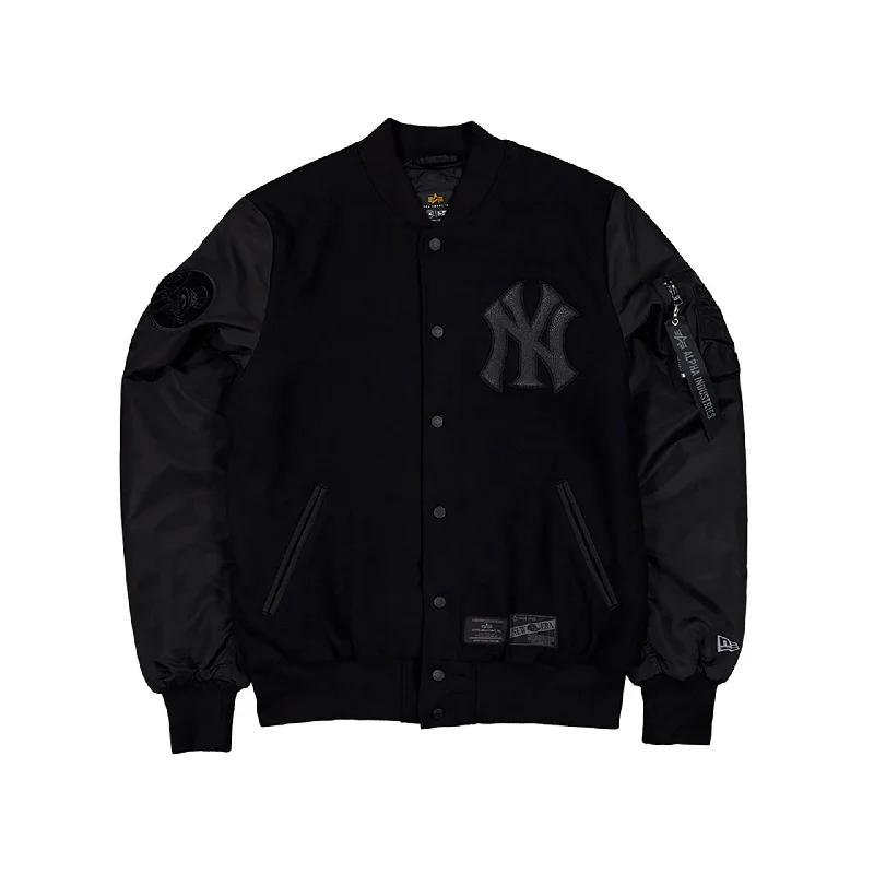 New York Yankees MLB x Alpha Industries Black On Black Varsity Jacket