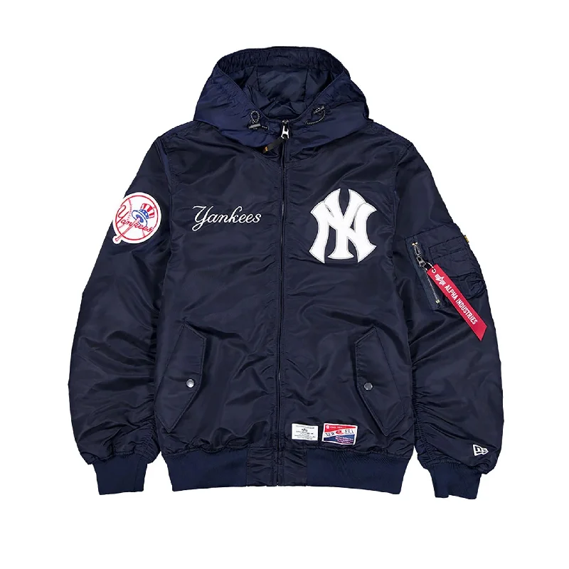 New York Yankees MLB x Alpha Industries Navy Hooded Bomber Jacket