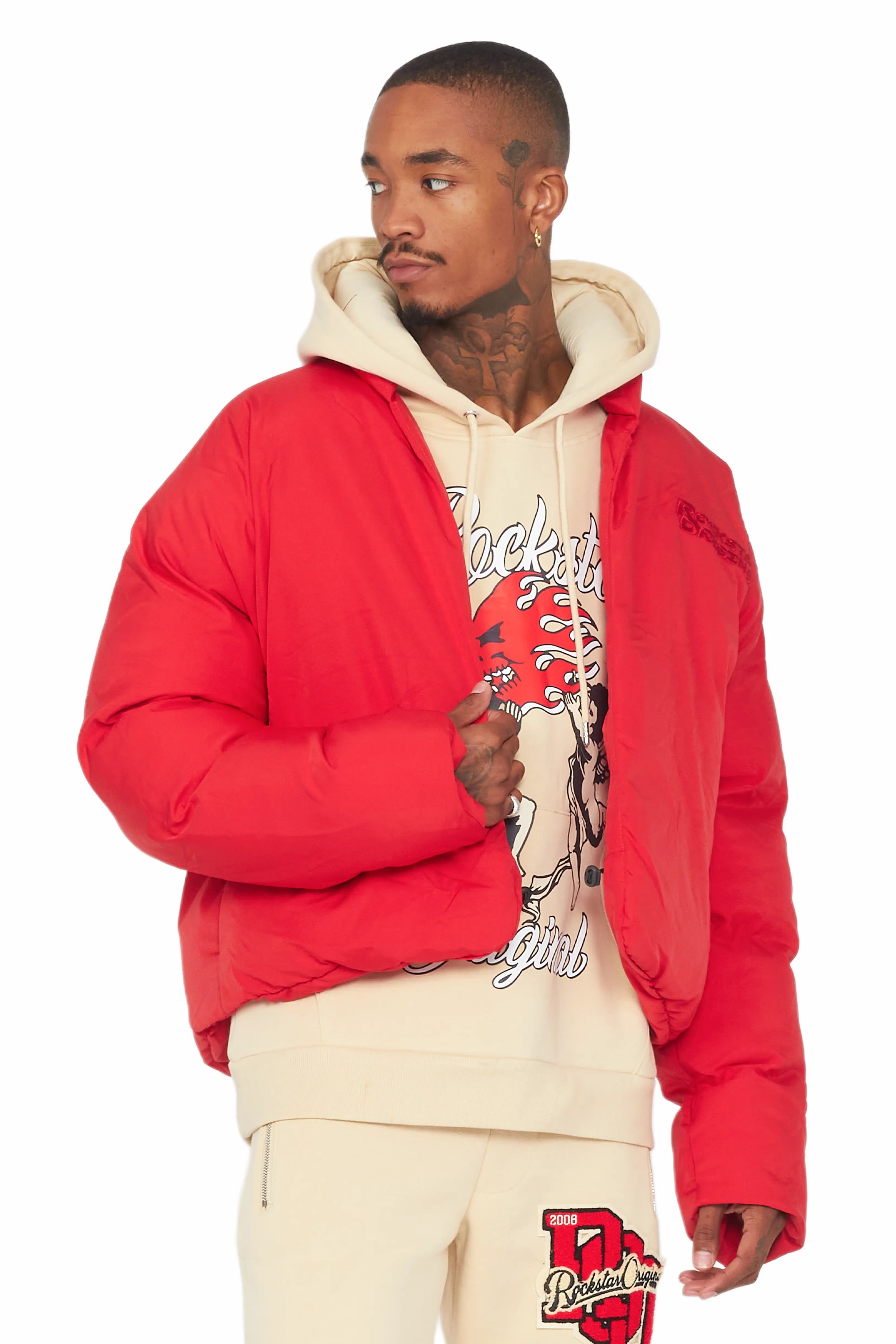 Damien Red Puffer Jacket