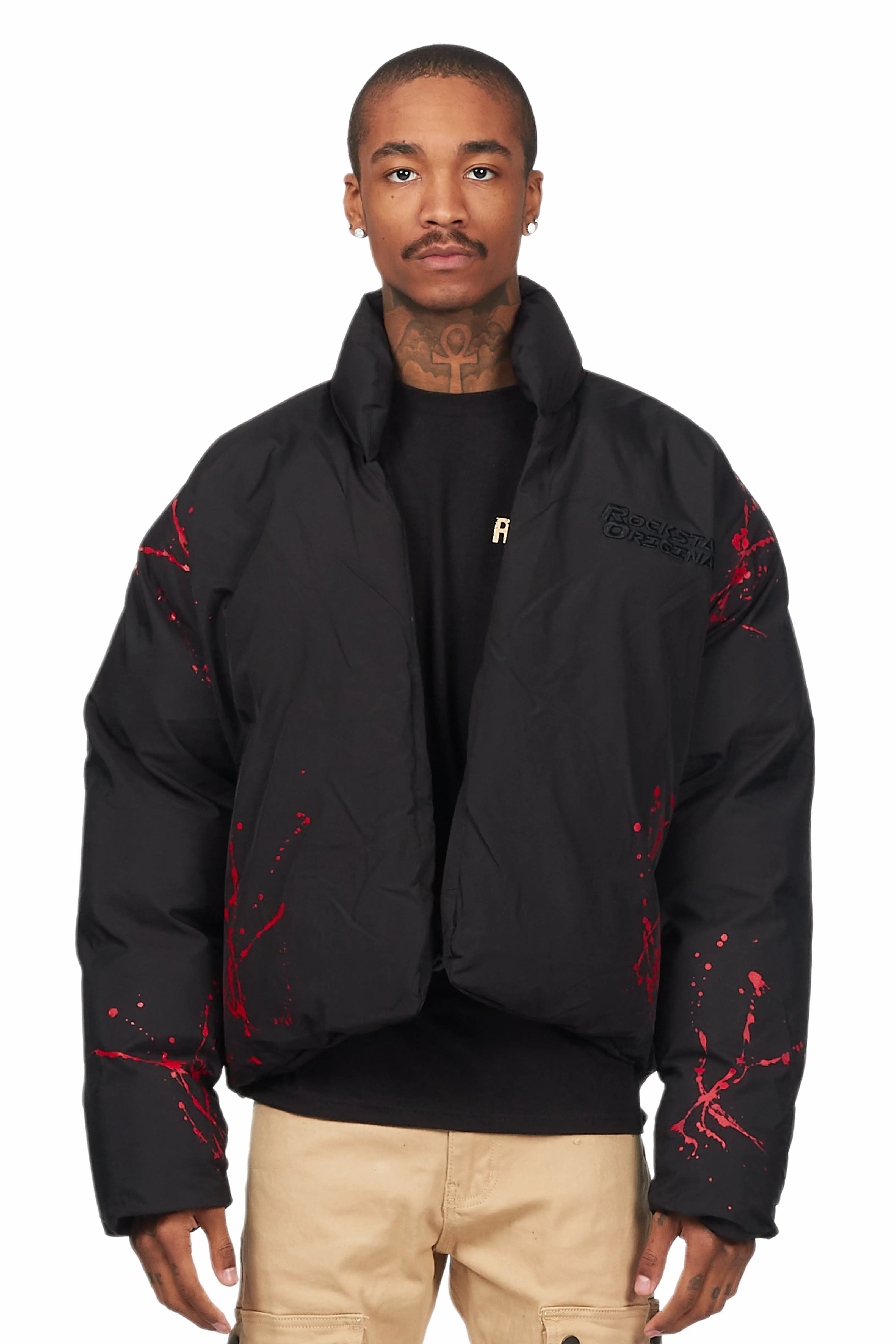 Rabbie Black/Red Puffer Jacket