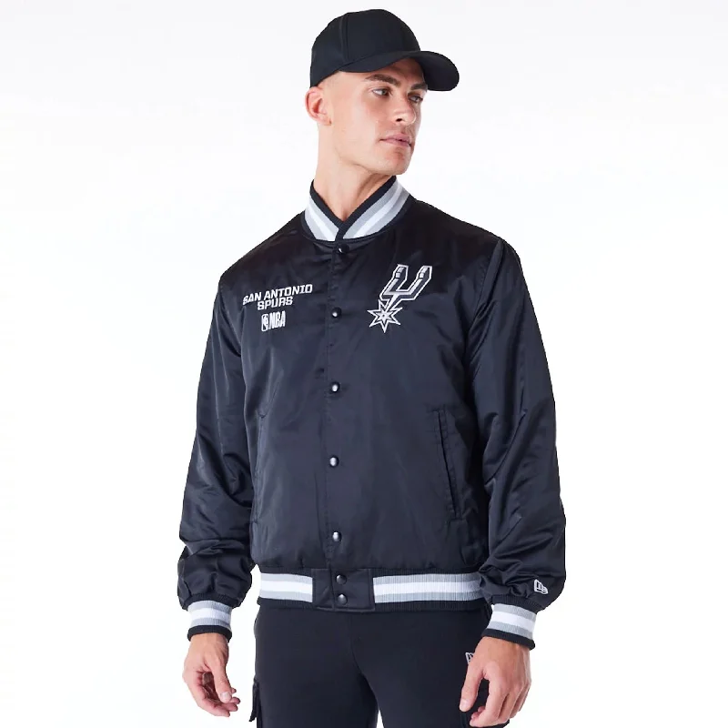 San Antonio Spurs NBA Satin Black Bomber Jacket