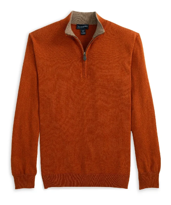 Scott Barber Men's Quarter Zip Sweater in Spice Color