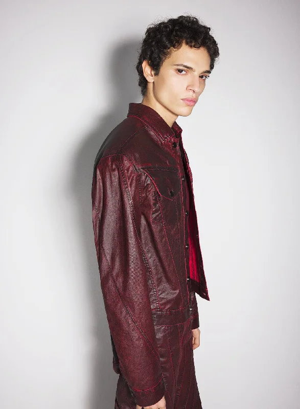 burgundy waxed denim jacket