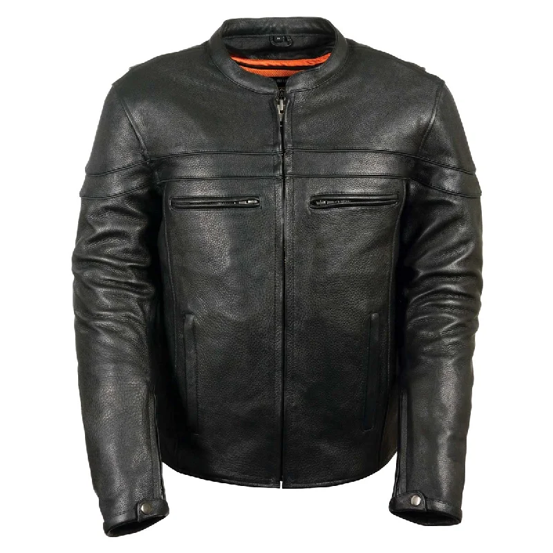 Z1R1408 Men’s ‘45’ Black Sport Vented Black Leather Moto Jacket