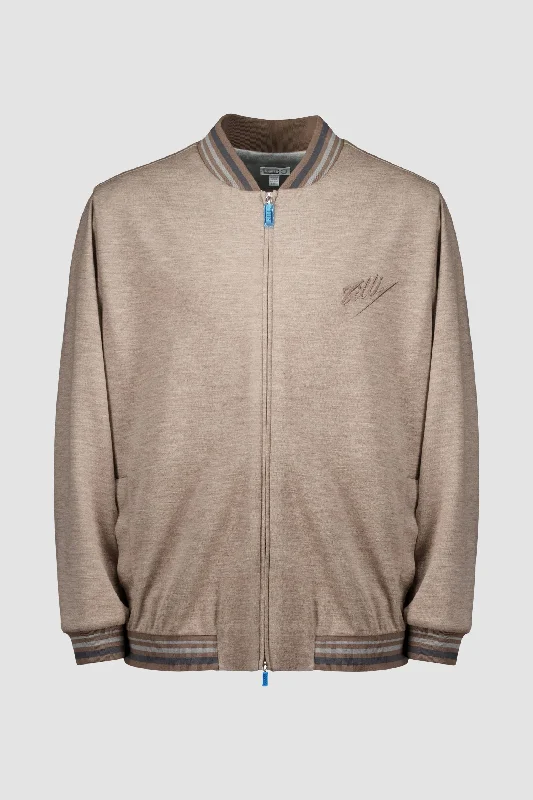 Zilli Taupe Signature Embroidery Bomber